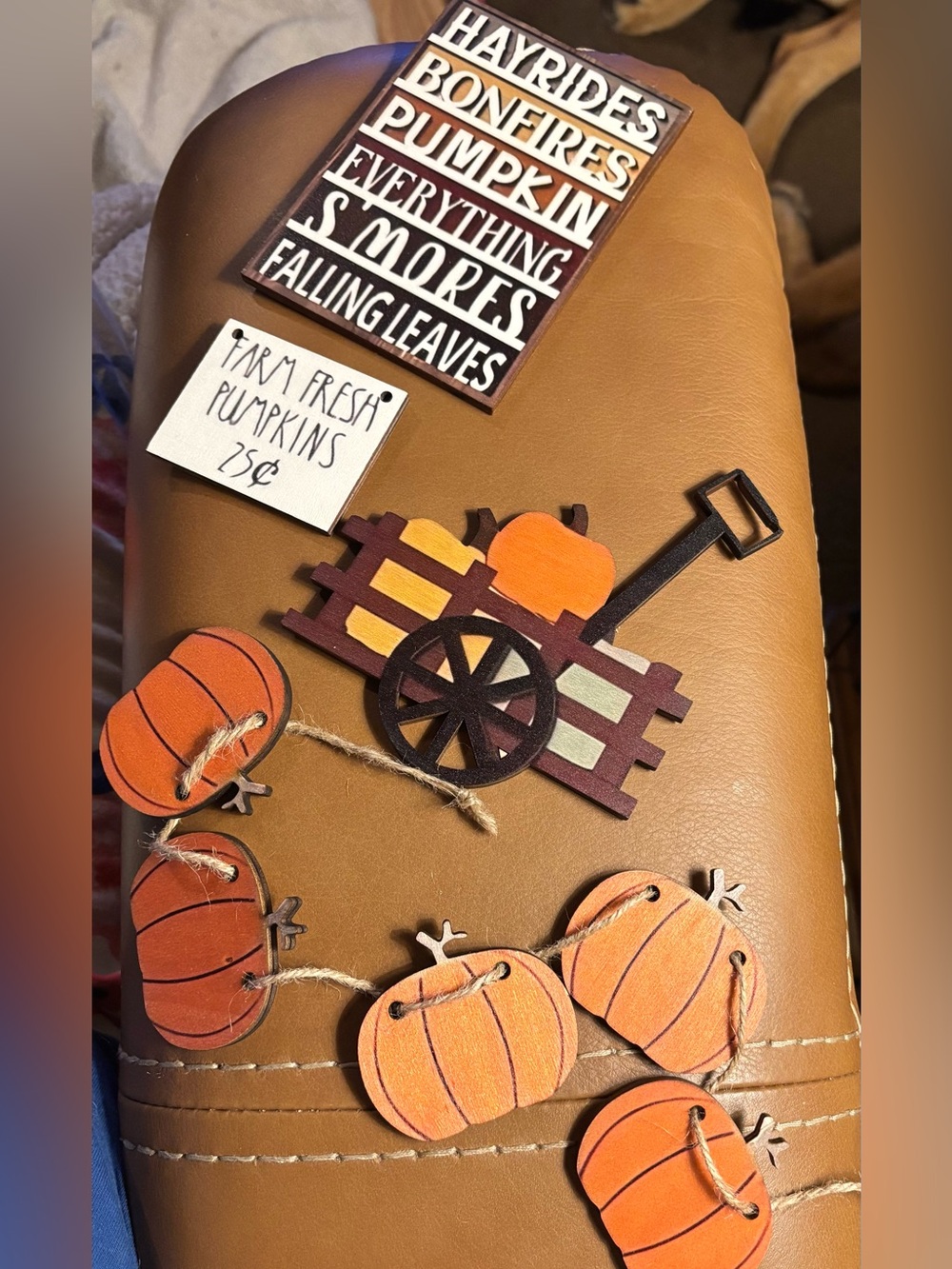 Fall Pumpkin Garland and Wooden Accents